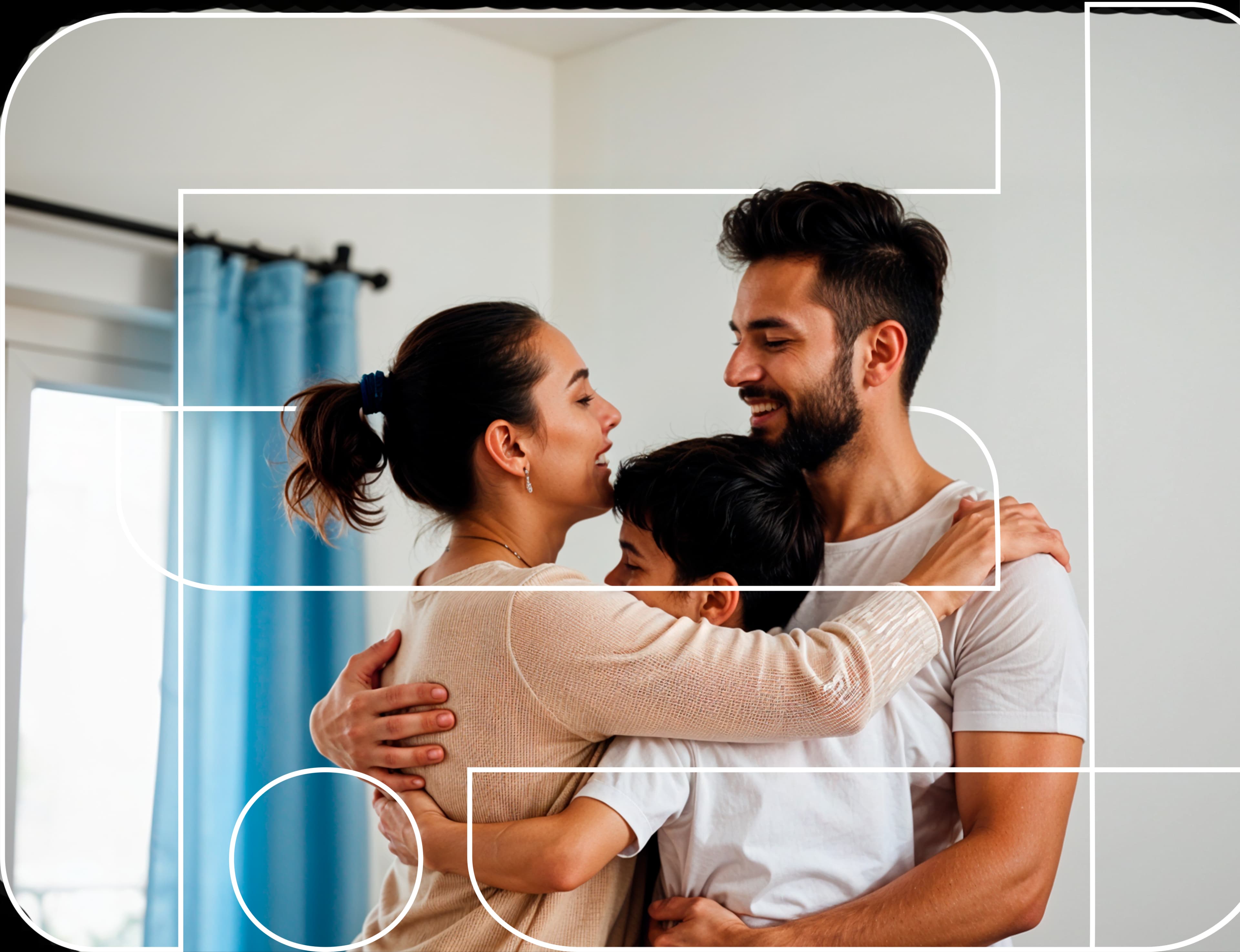 Família feliz em casa